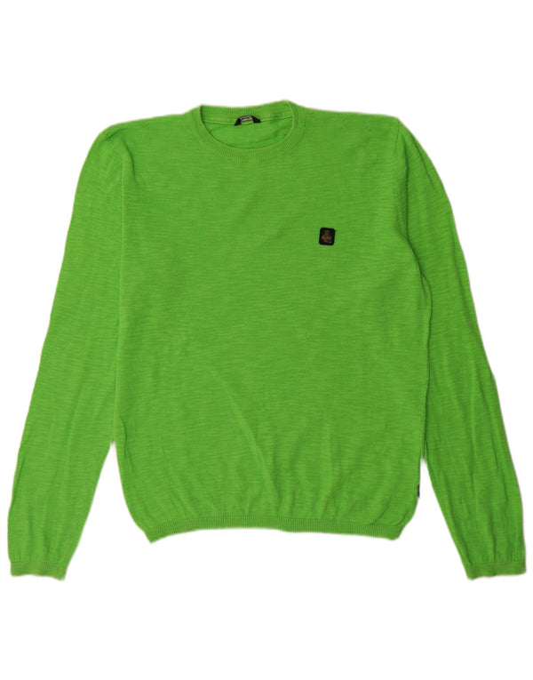 Refrigiwear Męski sweter z okrągłym dekoltem, duży, zielony, nakrapiany, bawełniany