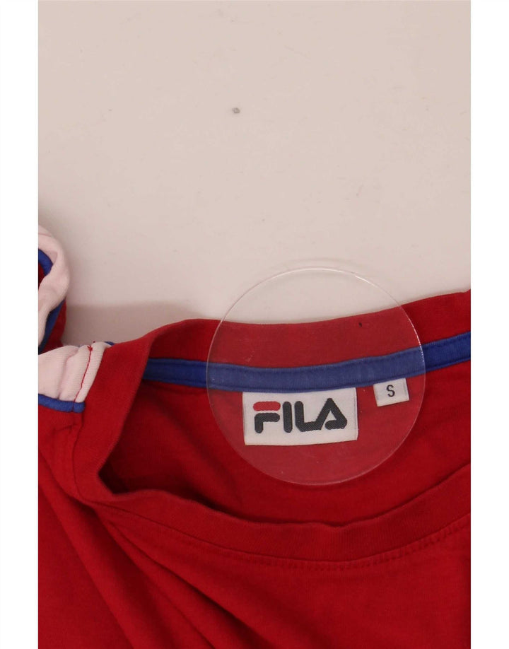 T-shirt męski Fila Top, mały, czerwony, z blokami kolorów