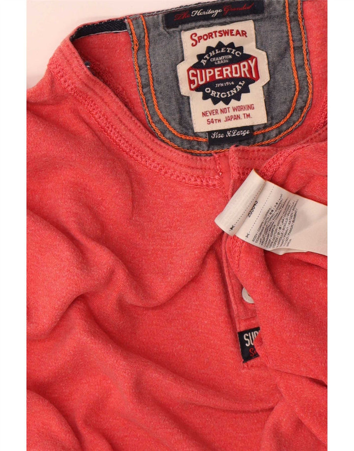 Superdry męski top z długim rękawem XL, czerwony, bawełniany