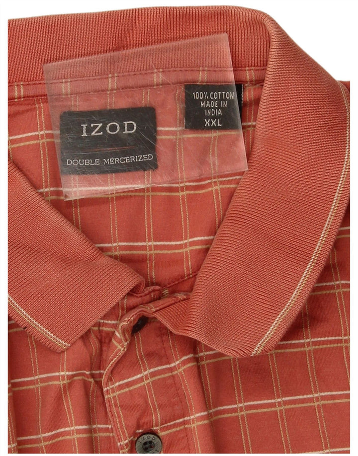 Męska koszulka polo Izod 2XL, bawełniana w pomarańczową kratkę