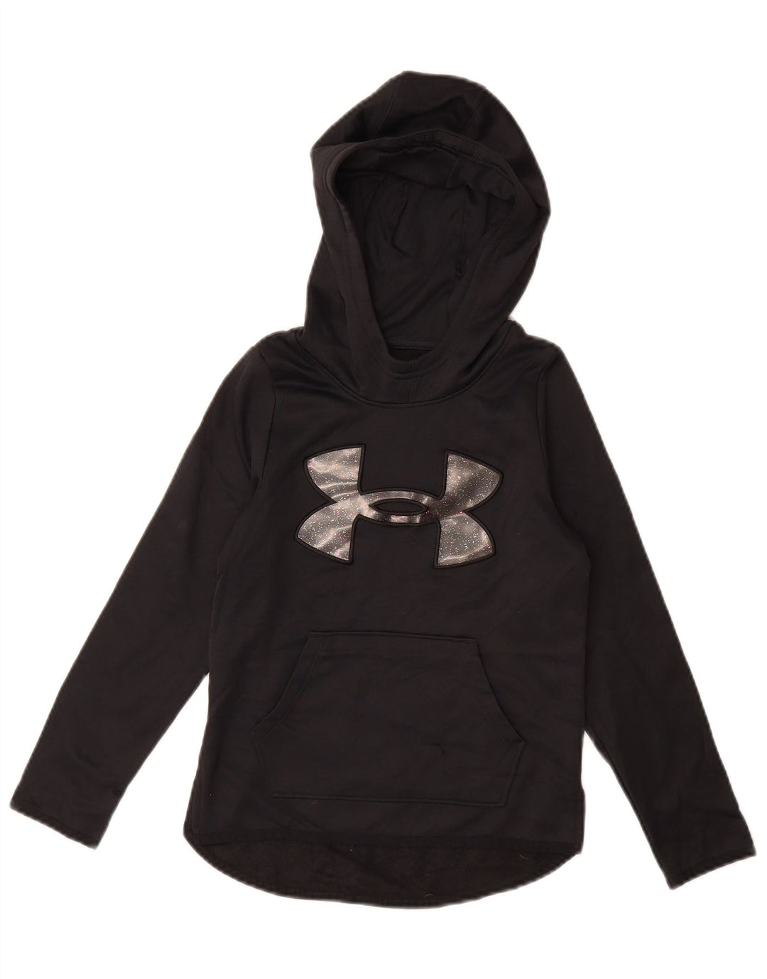 Dziewczęcy sweter z kapturem i grafiką UNDER ARMOUR 7-8 lat, mały, czarny, poliester