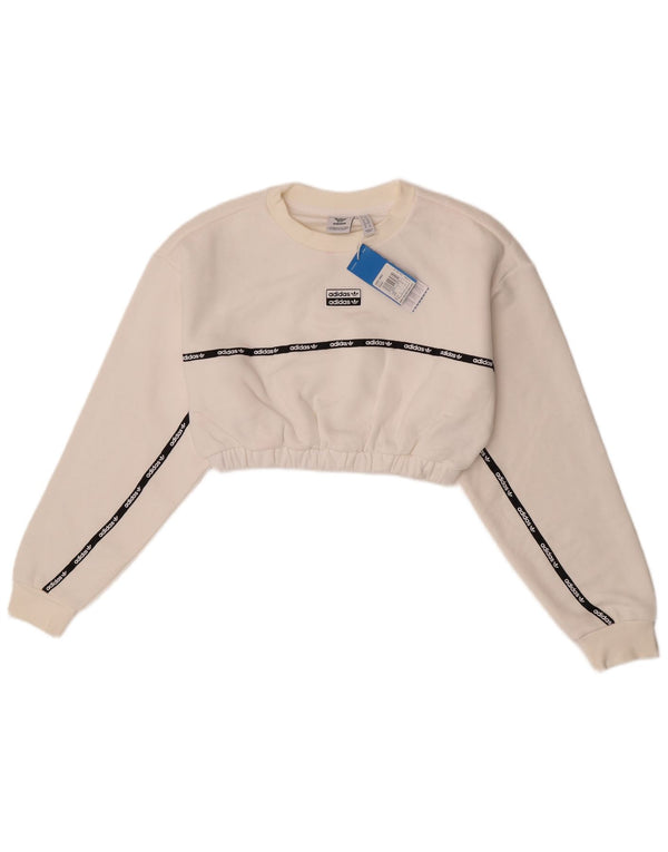 Damska bluza Adidas Crop Graphic Jumper UK 8 Small White Colorblock