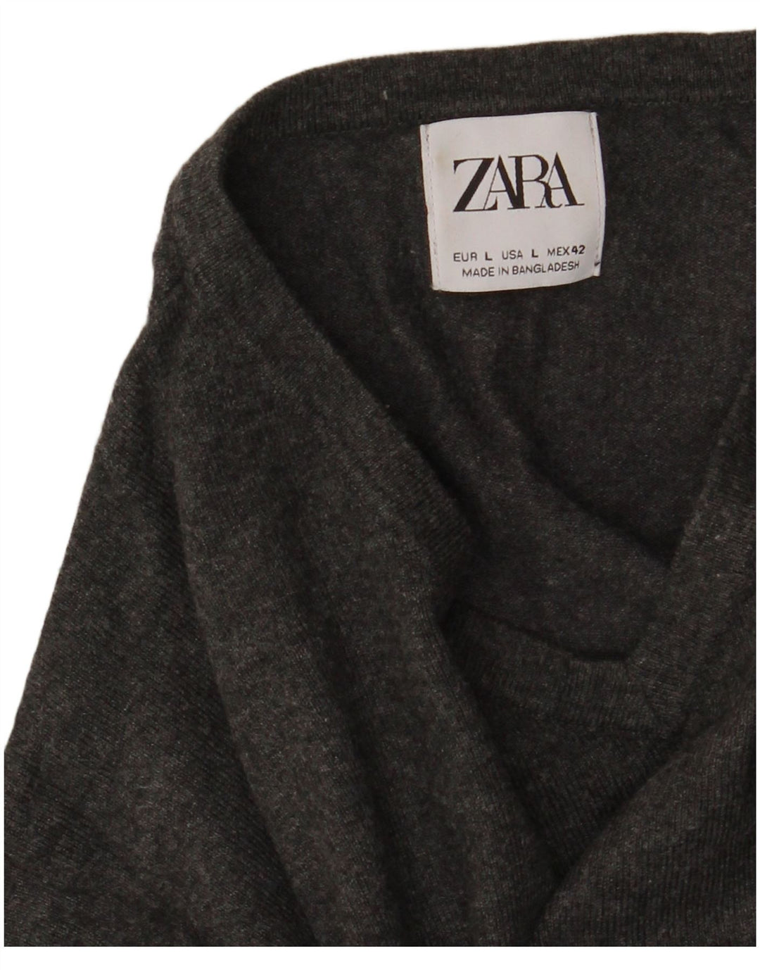 Męski sweter Zara z dekoltem w kształcie litery V, duży, szary