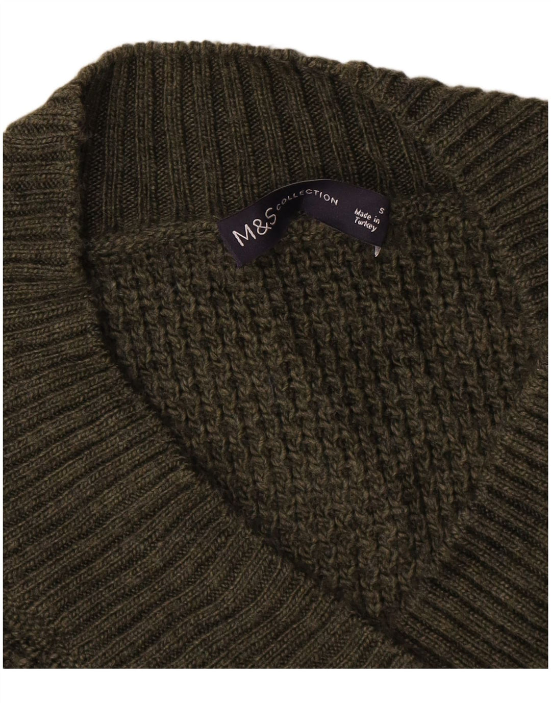 Marks & Spencer Damski sweter oversize z dekoltem w kształcie litery V, UK 10, mały zielony
