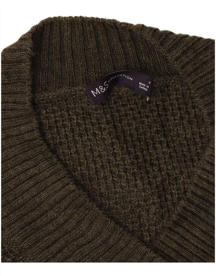 Marks & Spencer Damski sweter oversize z dekoltem w kształcie litery V, UK 10, mały zielony