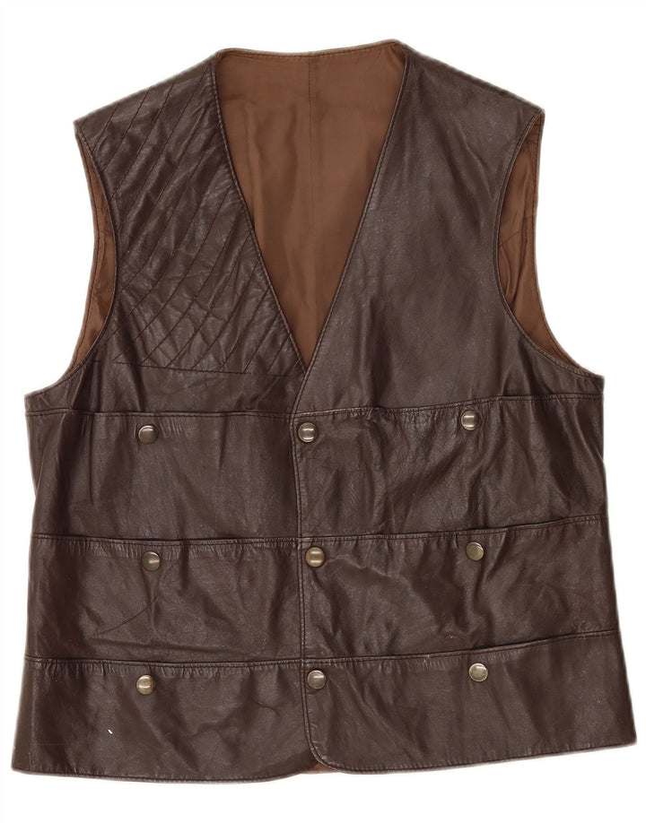 Vintage męska skórzana kamizelka UK 36 Small Brown