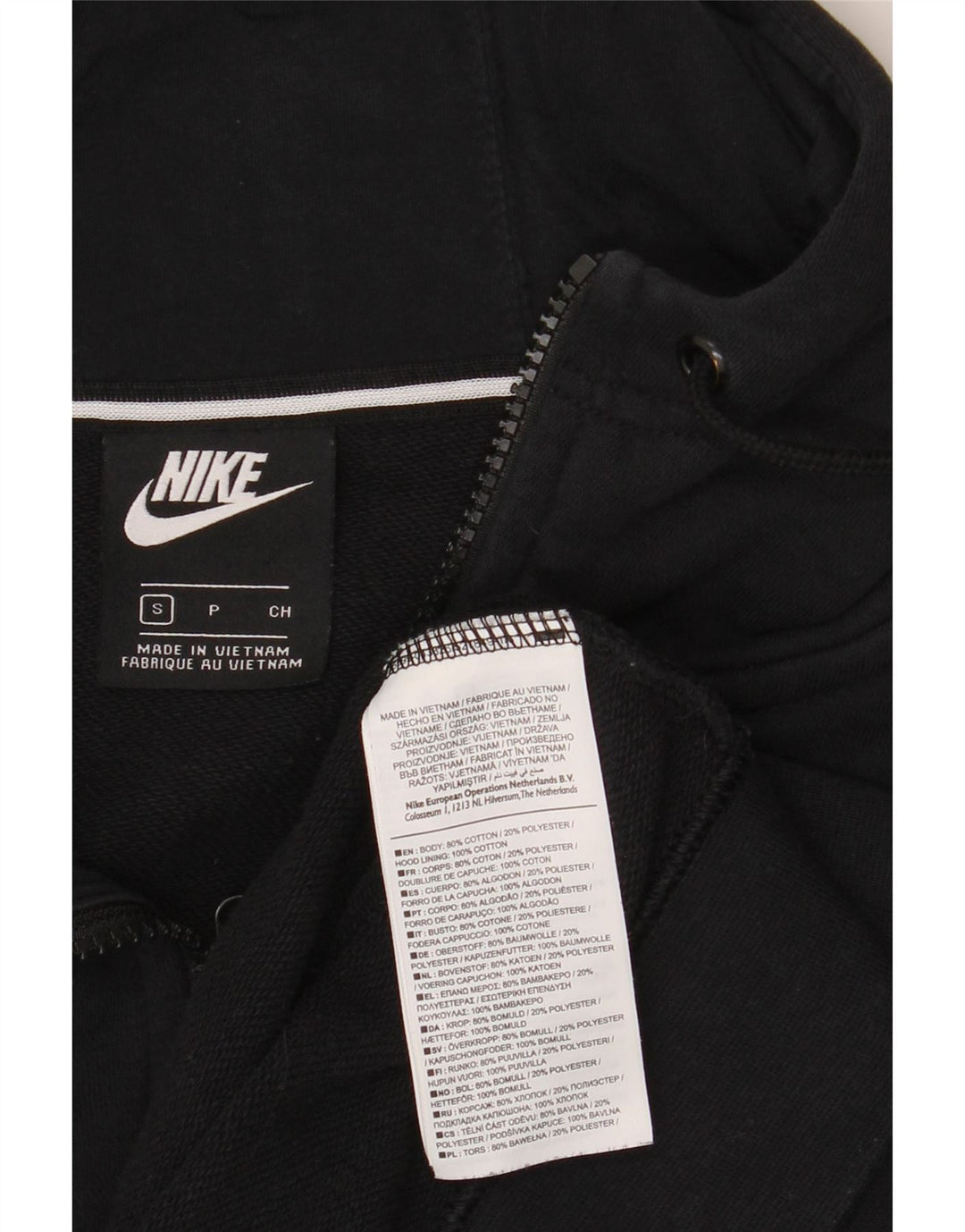 Męski sweter z kapturem i zamkiem błyskawicznym Nike, mały, czarny, bawełniany