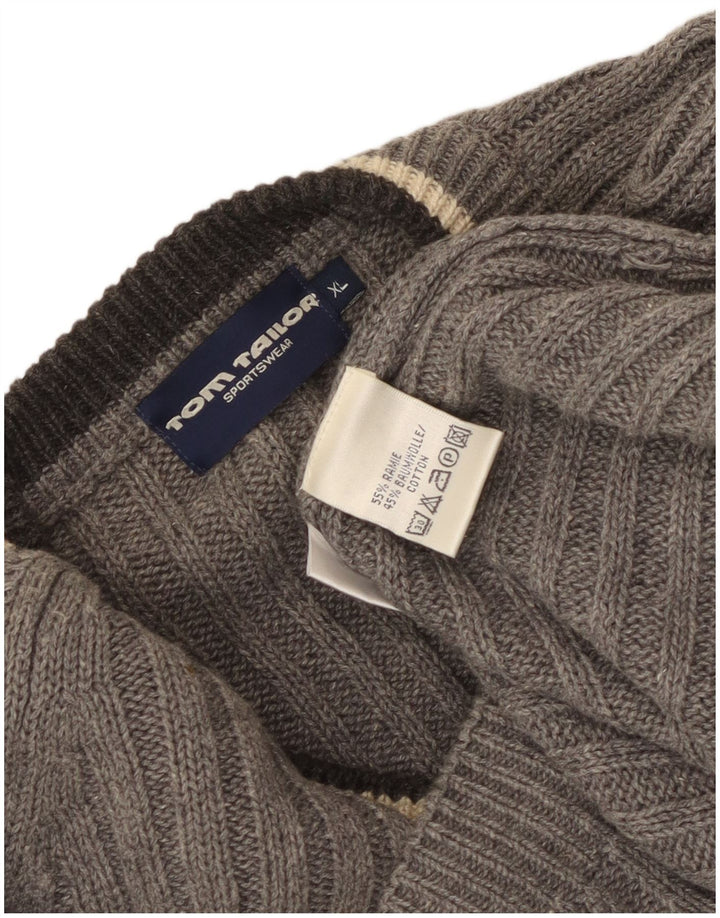 Męski sweter Tom Tailor z dekoltem w kształcie litery V, XL, szary Ramie