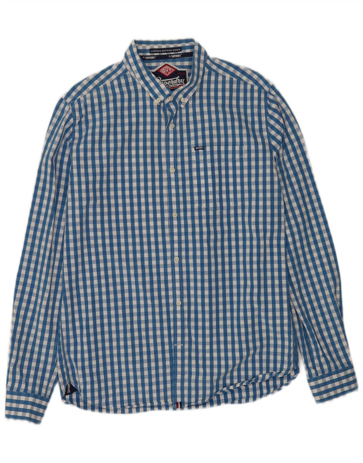 Koszula męska Superdry XL, niebieska bawełniana kratka
