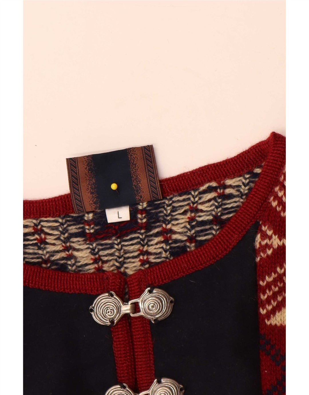 Sondre Męski sweter z okrągłym dekoltem, duży, czerwony, wełniany Fair Isle