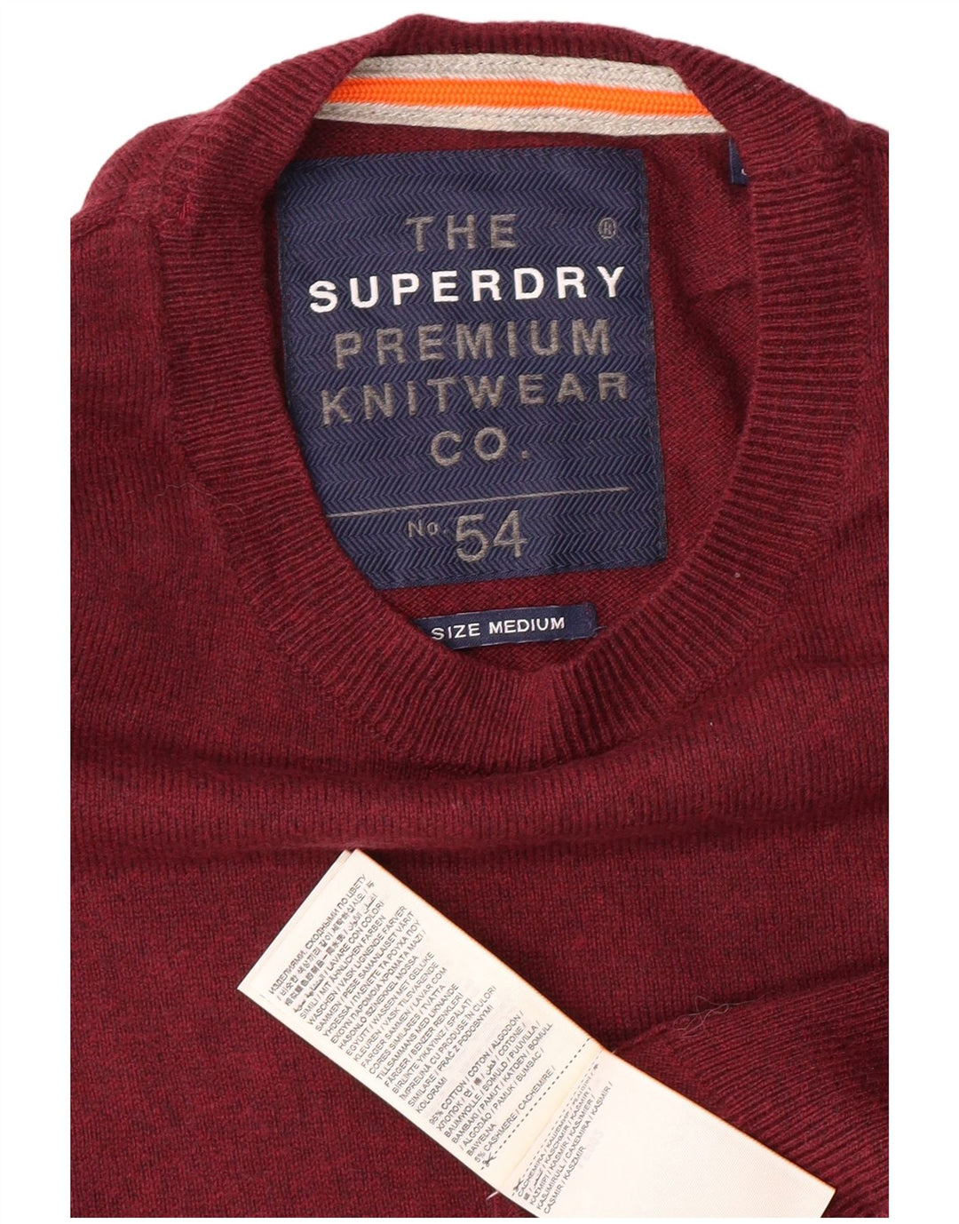 SUPERDRY Męski sweter z okrągłym dekoltem, średnio bordowa bawełna