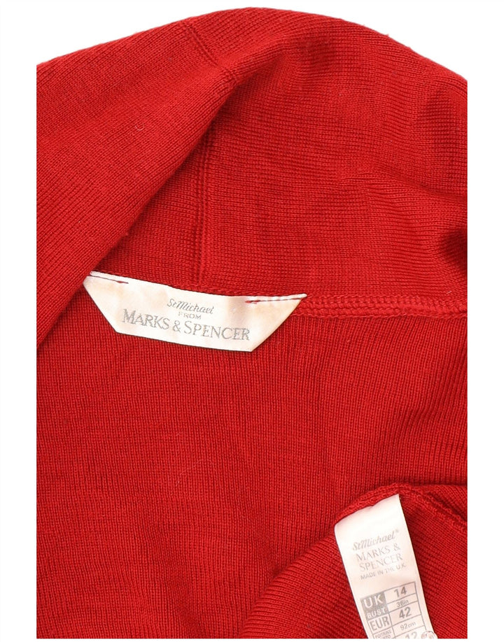 Marks & Spencer Damski sweter oversize z otwartym kardiganem UK 14, duży czerwony