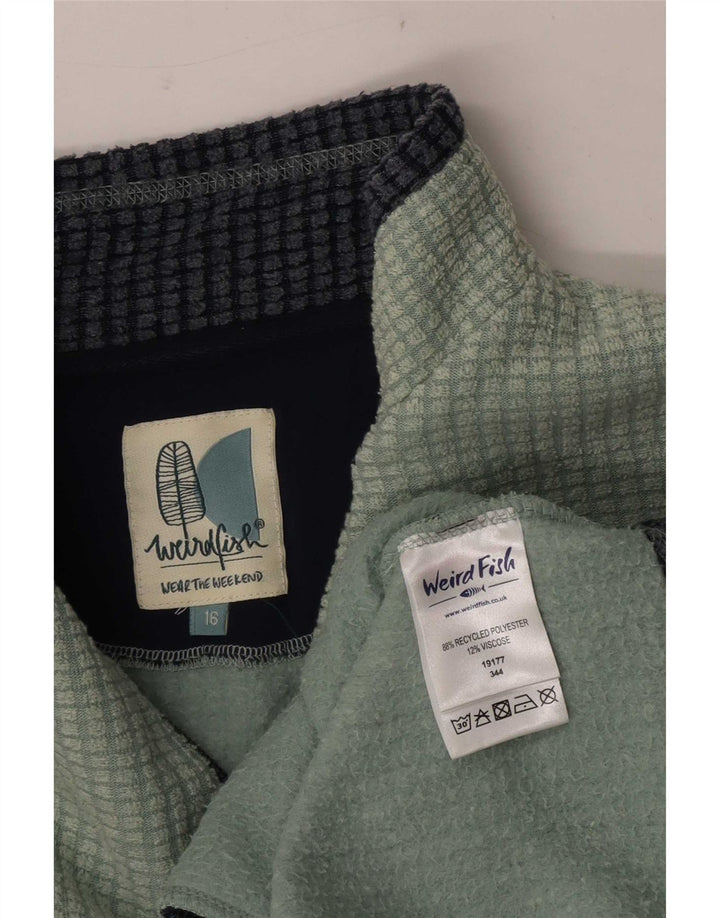 Damski sweter polarowy Weird Fish z zamkiem błyskawicznym, UK 16, duży, zielony poliester