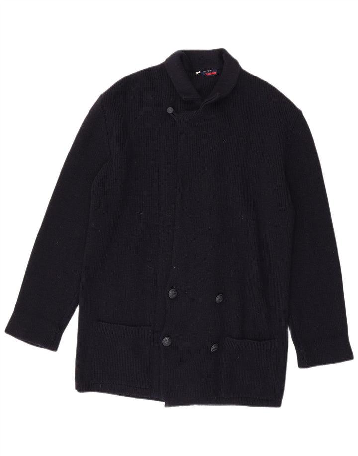 Azzurro Męski sweter kardiganowy, duży, granatowy, wełniany