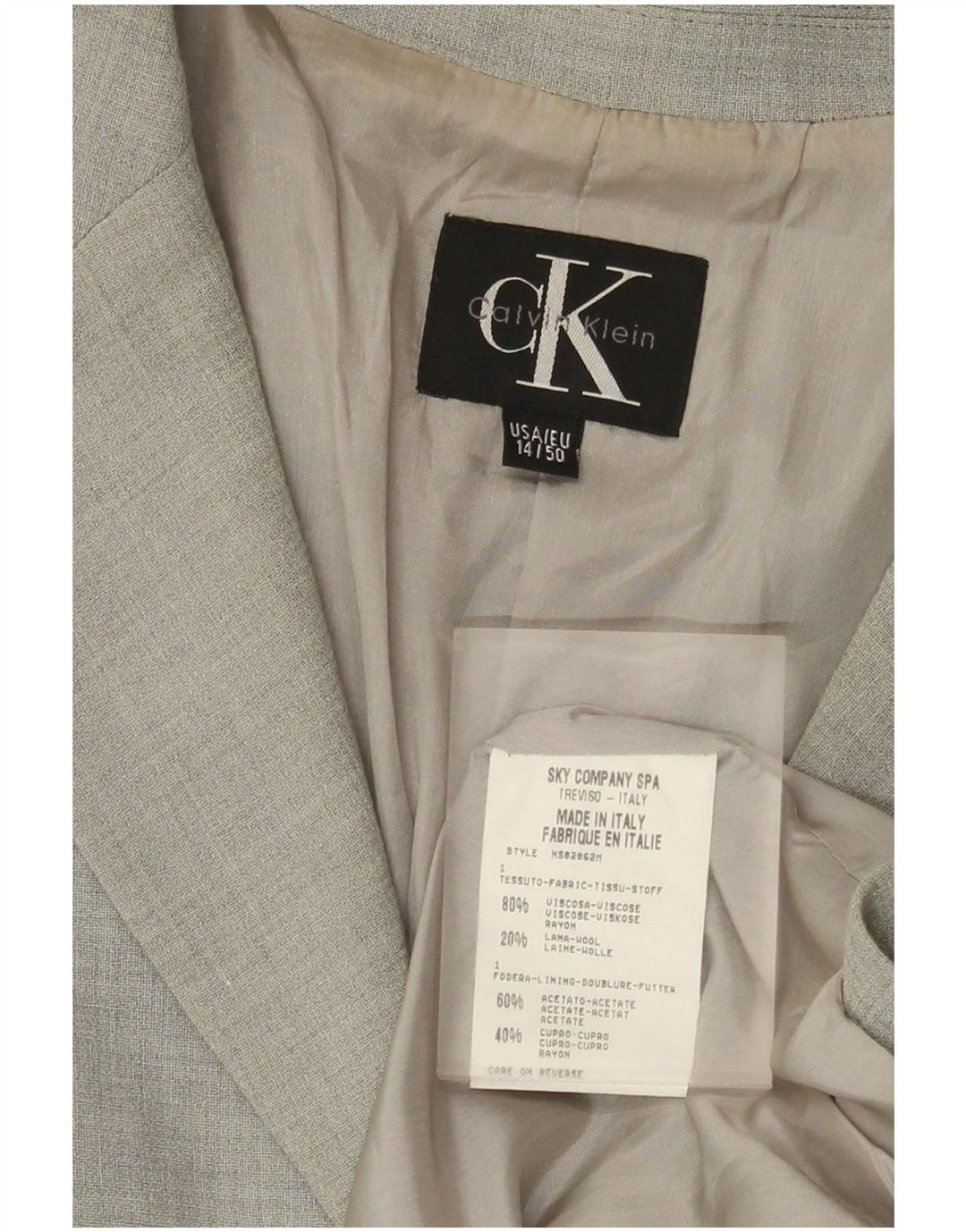 Damska marynarka Calvin Klein zapinana na 3 guziki US 14 XL, szara wiskoza