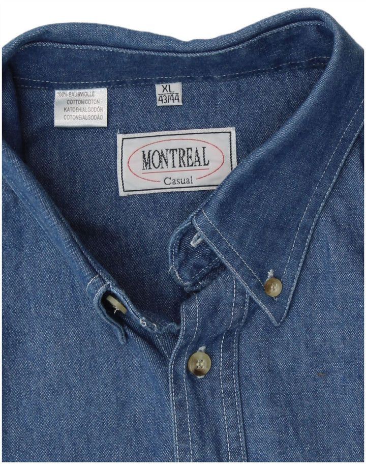 Męska koszula dżinsowa VINTAGE rozmiar 43/44 XL, niebieska, bawełniana