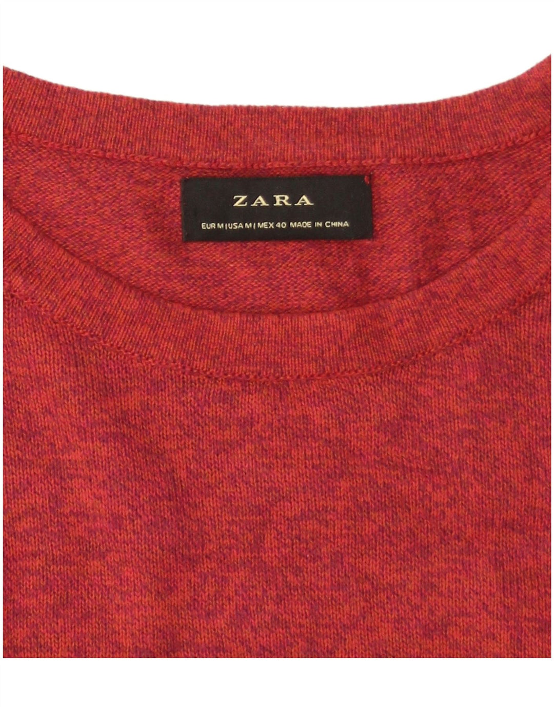 Męski sweter Zara z dekoltem w łódkę, średnio czerwony, nakrapiany
