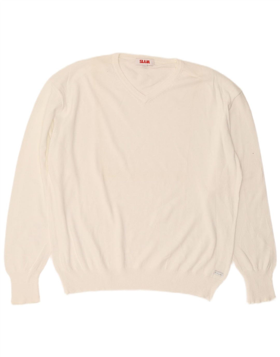Męski sweter Slam z dekoltem w kształcie litery V, 3XL, biała bawełna