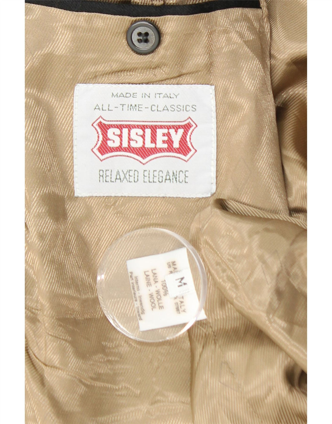 Męska marynarka dwurzędowa SISLEY UK 38, średnia czarna wełna