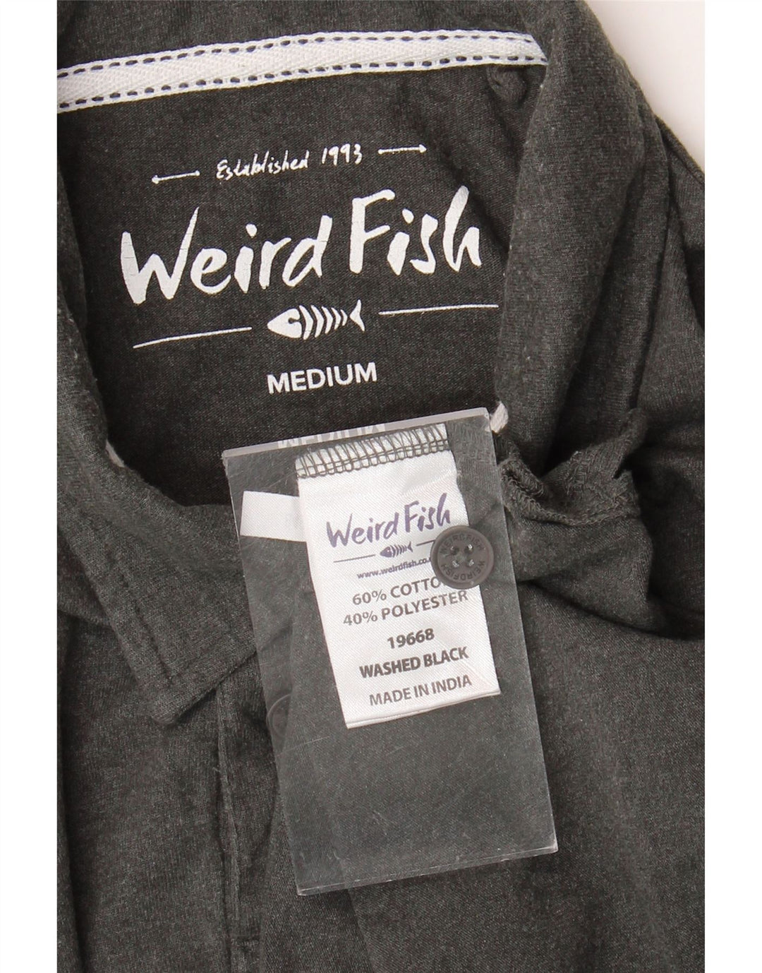 WEIRD FISH Mens Polo Shirt Medium Grey Cotton