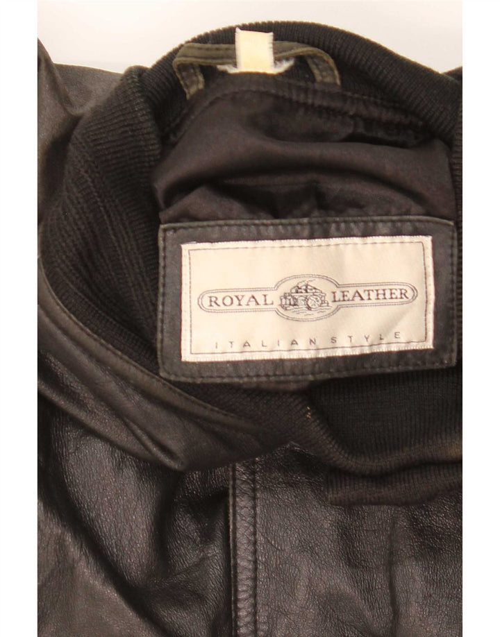 Vintage męska kurtka skórzana bomber IT 46 mała czarna skóra