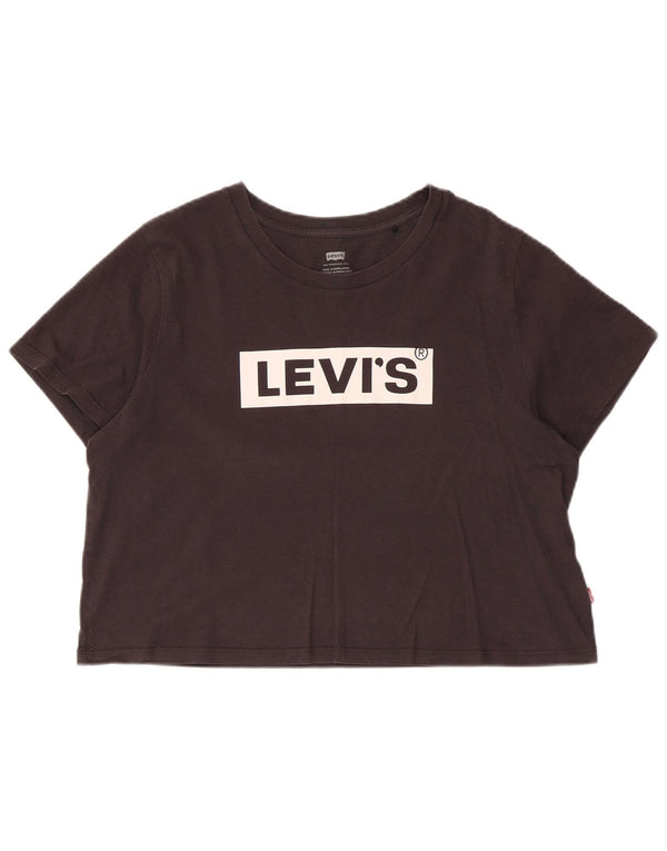 Damska koszulka Levi's Crop Graphic Top UK 14, duża, czarna bawełna
