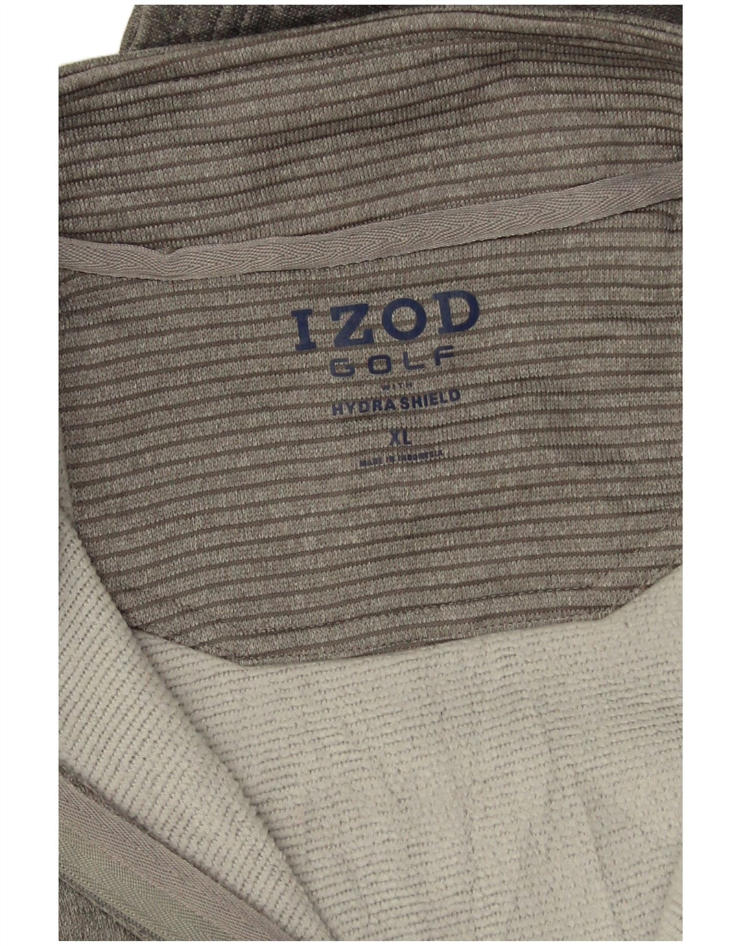 Męski sweter golfowy Izod XL, zapinany na zamek, w szare paski