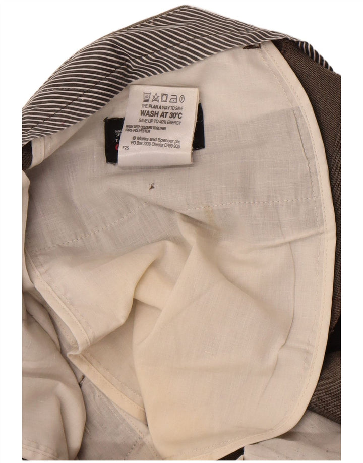 Marks & Spencer Męskie proste spodnie garniturowe W34 L29 Brązowe w jodełkę