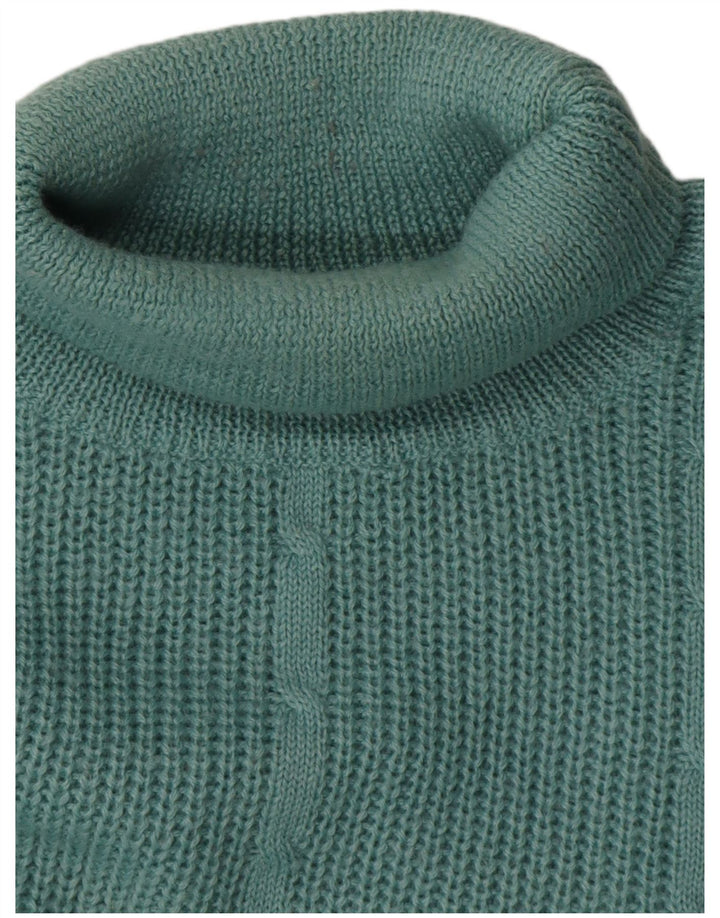 Vintage męski sweter z golfem, duży, zielony