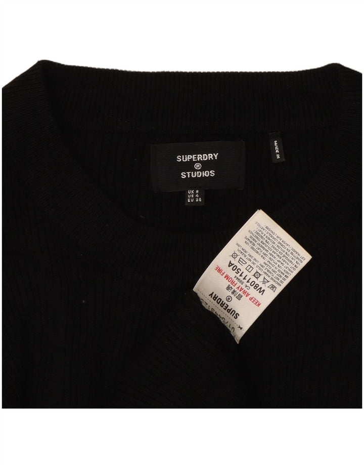 SUPERDRY Damska sukienka maxi ze swetrem UK 8 Small, czarna wiskoza