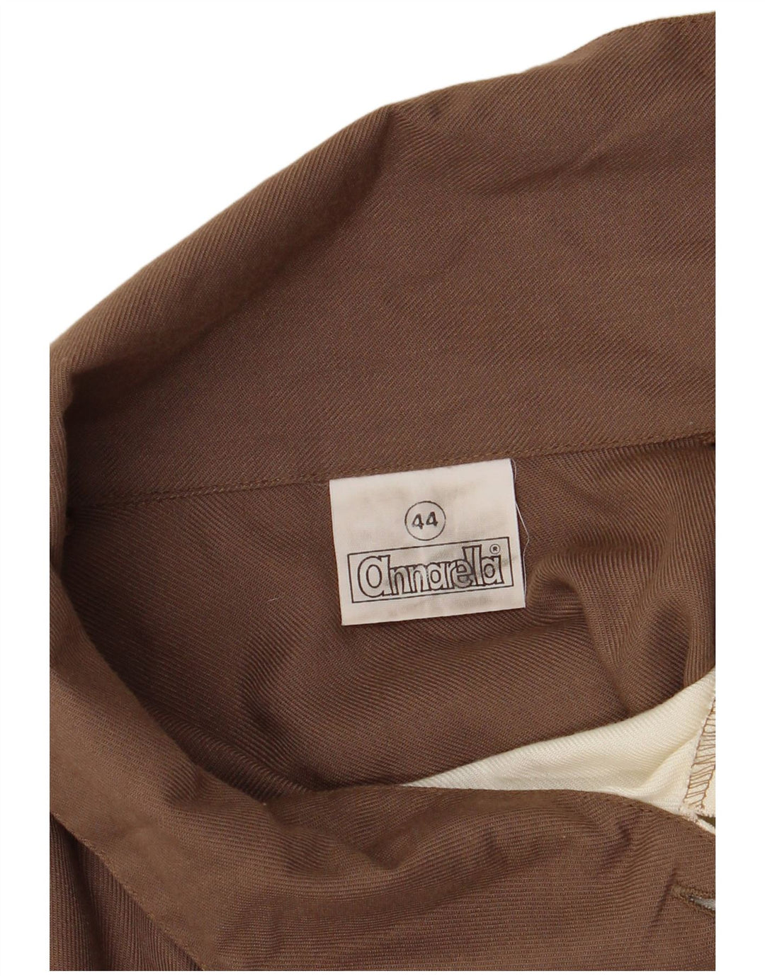 Damska bluzka z długim rękawem w stylu vintage, EU 44 XL, brązowy poliester z blokami kolorów