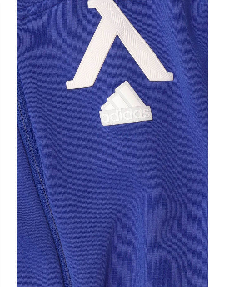 Męski sweter Adidas z grafiką i zamkiem błyskawicznym, mały, niebieski