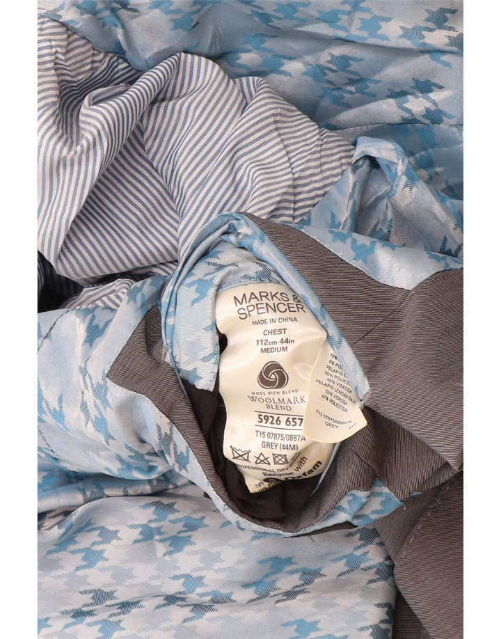 Marks & Spencer Męska marynarka zapinana na 2 guziki, UK 38, średnia szara wełna