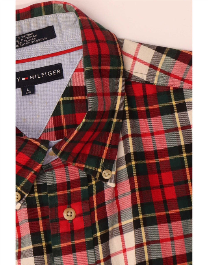 Męska koszula flanelowa Tommy Hilfiger, duża, bawełniana w czerwoną kratę