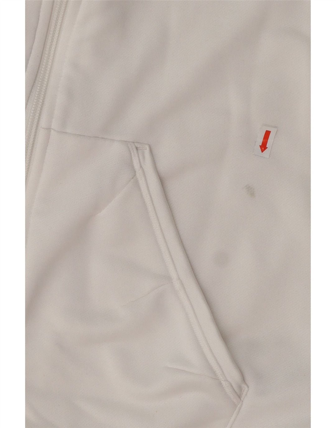 Damski sweter z kapturem i zamkiem ADIDAS UK 16, duży, biały poliester z blokami kolorów