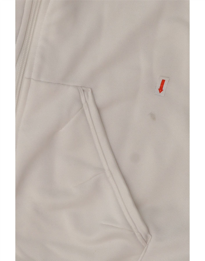 Damski sweter z kapturem i zamkiem ADIDAS UK 16, duży, biały poliester z blokami kolorów