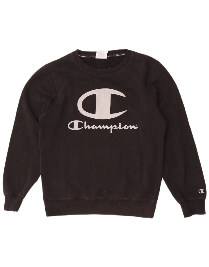 Męski sweter z grafiką Champion, średni czarny, bawełniany