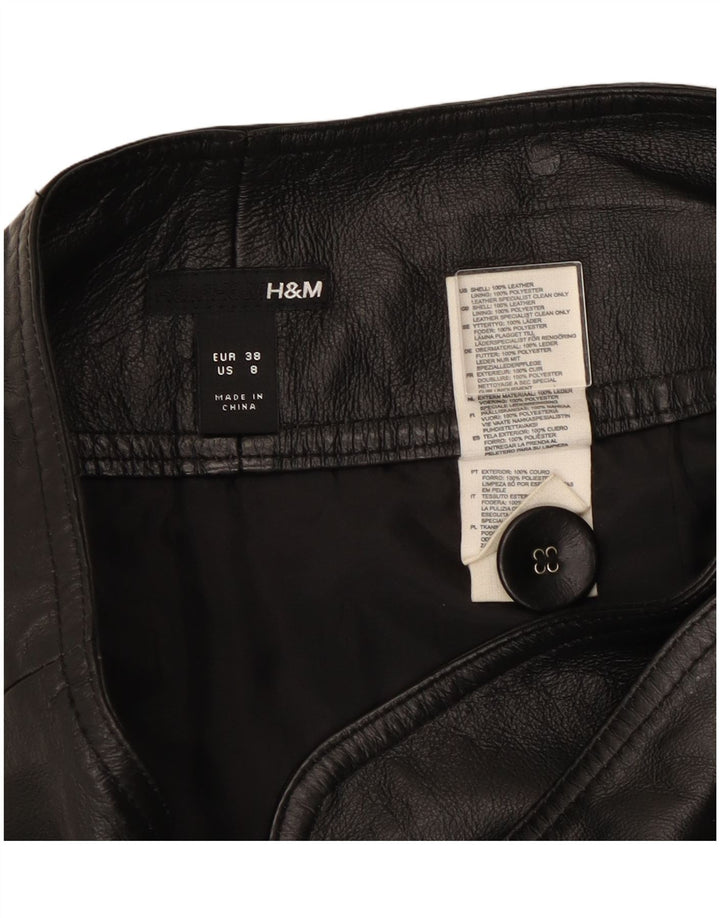 H&M Damska skórzana spódnica US 8 Medium W30 Czarna skóra
