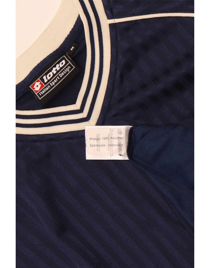 T-shirt męski Lotto Top, średni, granatowy, poliester z blokami kolorów