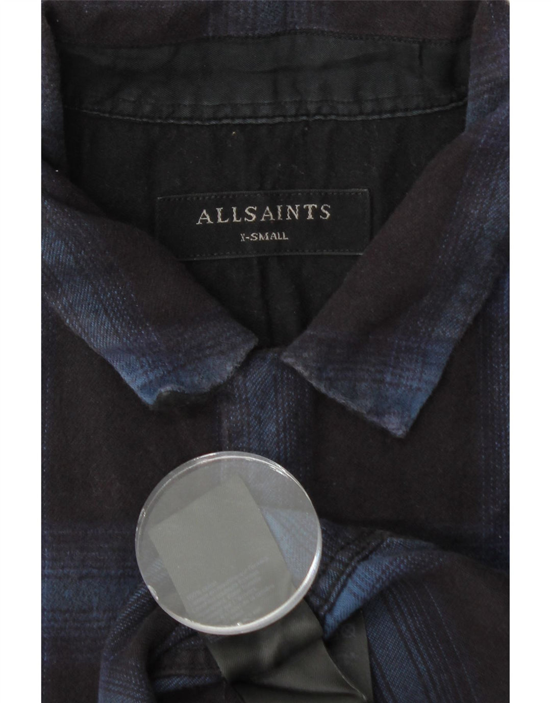 ALL SAINTS Mens Flannel Shirt XS Black Check Cotton