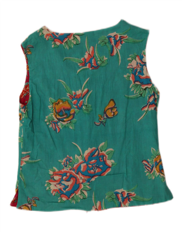 VINTAGE Womens Reversible Gilet UK 14 Medium Pink Floral Vintage Vintage and Second-Hand Vintage from Messina Hembry 