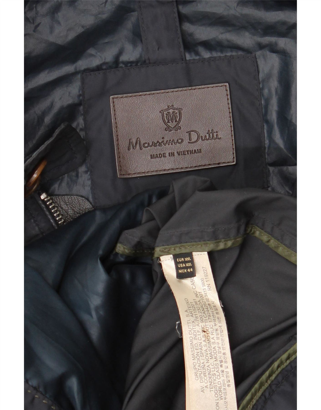 Męska kurtka bomberka Massimo Dutti UK 44 2XL granatowa, poliester