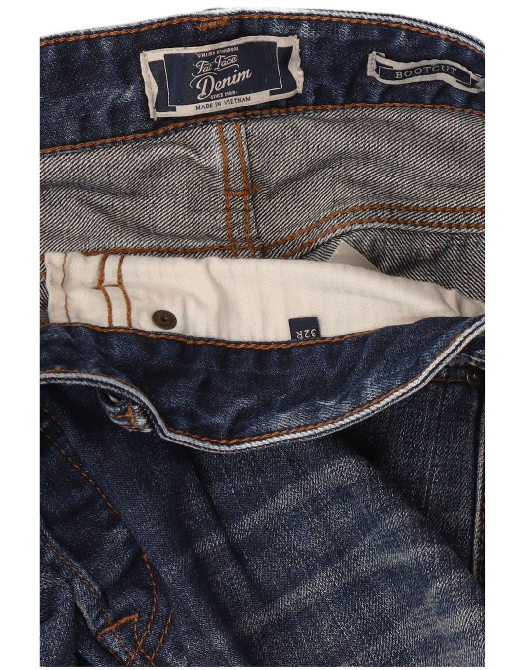 Męskie dżinsy Bootcut Fat Face o regularnym kroju W32 L30 Niebieska bawełna