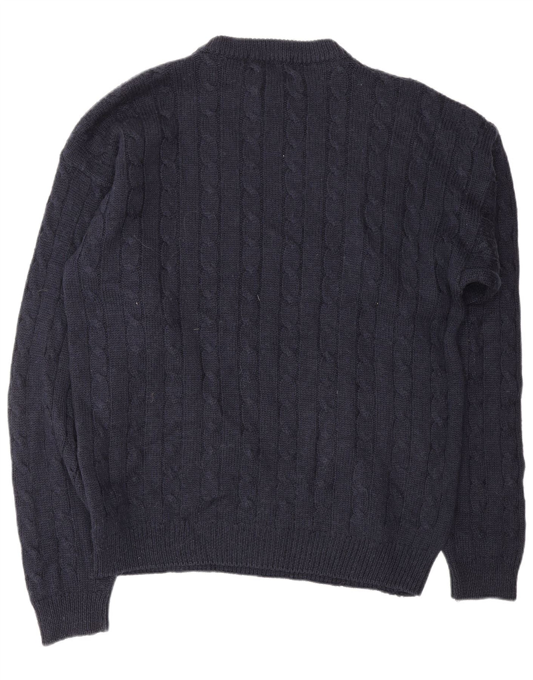 BLANC BLEU Męski sweter z graficznym wycięciem pod szyją, duży, granatowy, zimowy