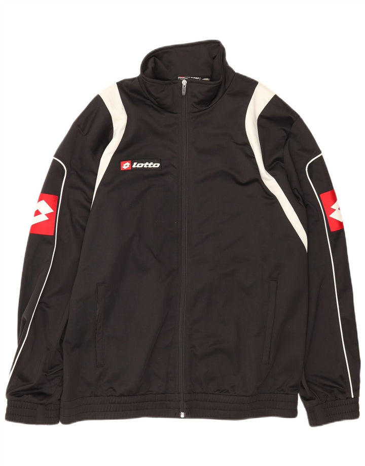 Męska kurtka dresowa Lotto z grafiką XL, czarny, poliester z blokami kolorów