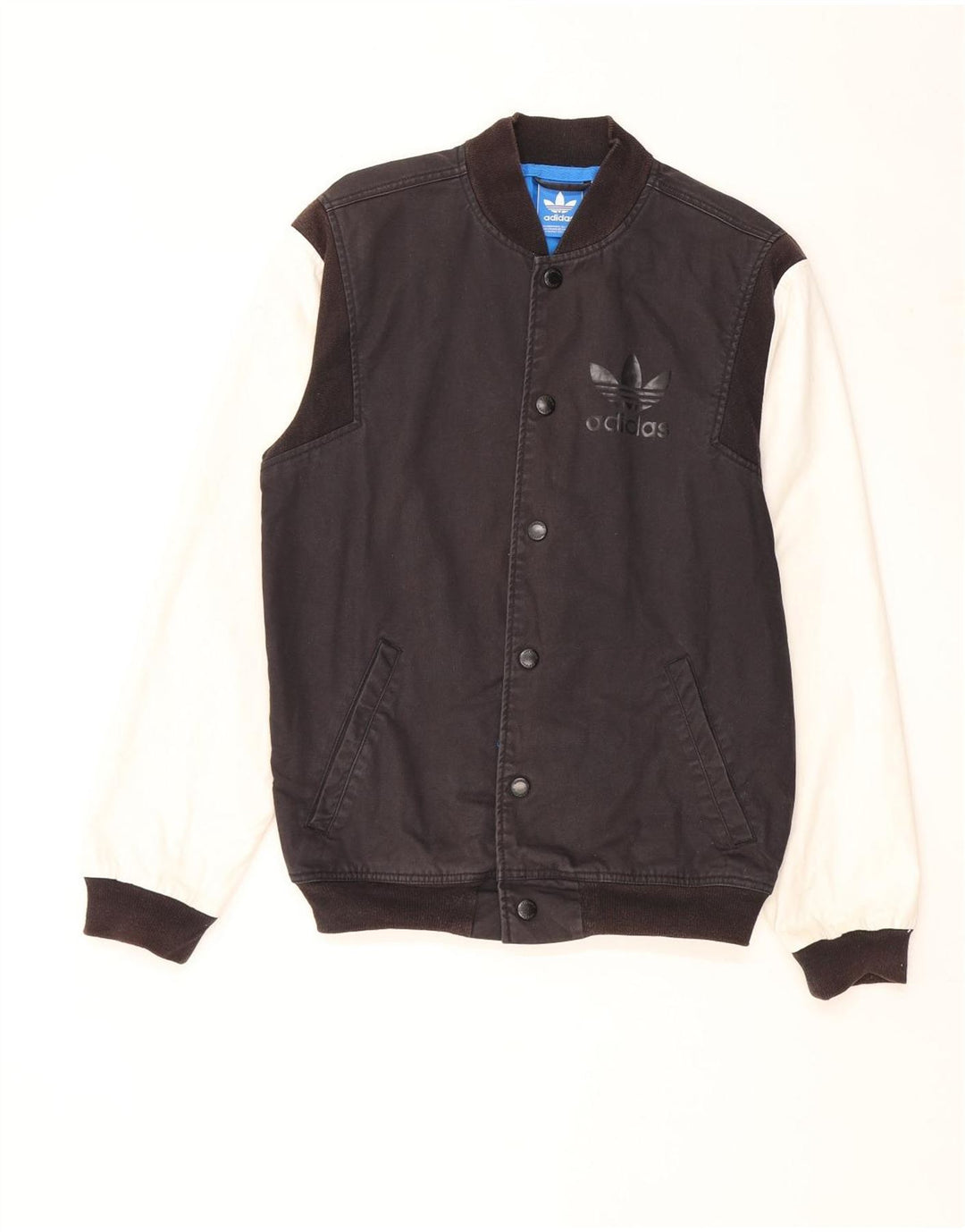 Męska kurtka Adidas Graphic Varsity UK 38 Średnia czarna bawełna z blokami kolorów