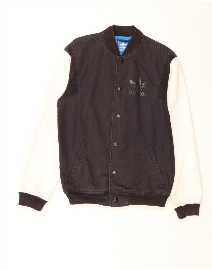 Męska kurtka Adidas Graphic Varsity UK 38 Średnia czarna bawełna z blokami kolorów