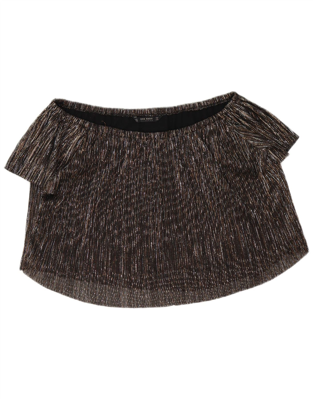 Damski top oversize z odkrytymi ramionami Zara UK 4 XS, czarny, nakrapiany poliester