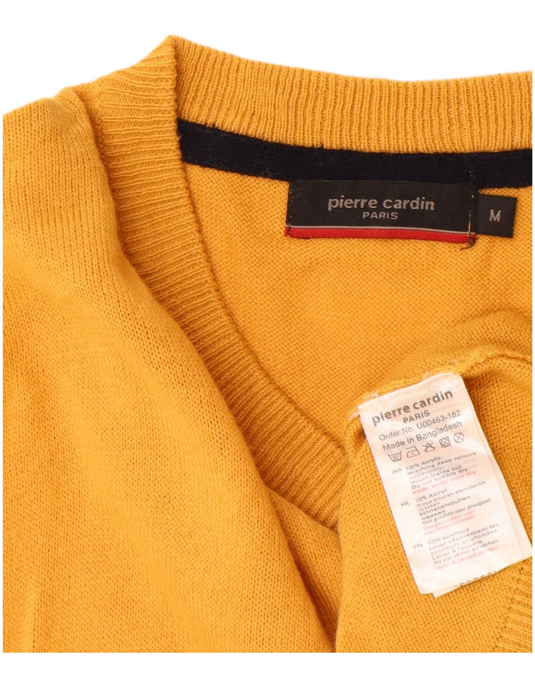 Męski sweter Pierre Cardin z dekoltem w kształcie litery V, średni żółty akryl