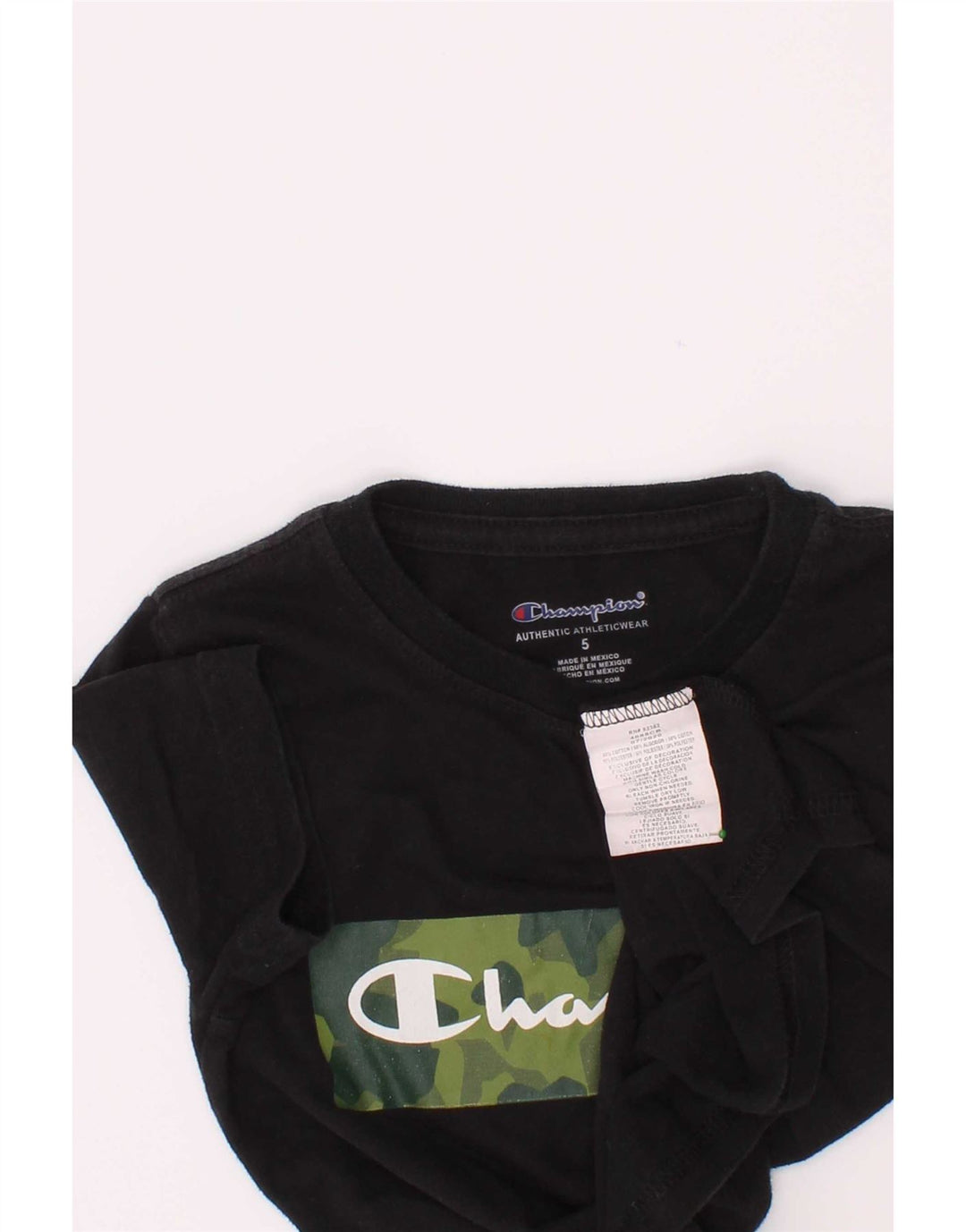 Chłopięcy T-shirt z grafiką Champion, 4-5 lat, czarna bawełna